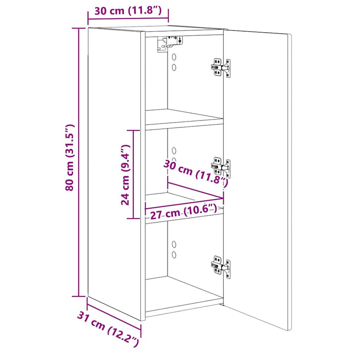 TV vægskab Gammelt træ 30 x 31 x 80 cm Konstrueret træ