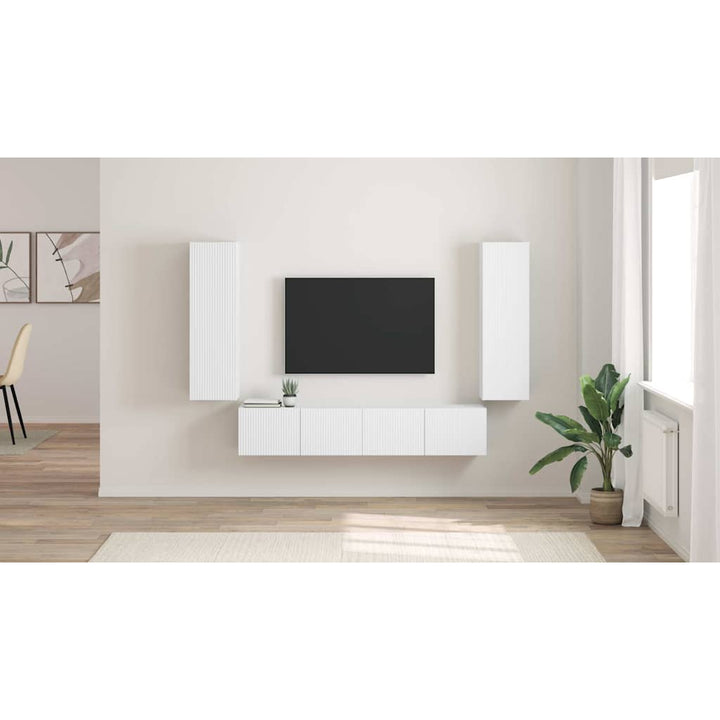 TV vægskab 2 pcs Hvid 30 x 31 x 100 cm Konstrueret træ