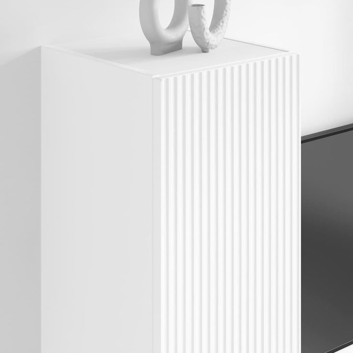 TV vægskab 2 pcs Hvid 30 x 31 x 100 cm Konstrueret træ