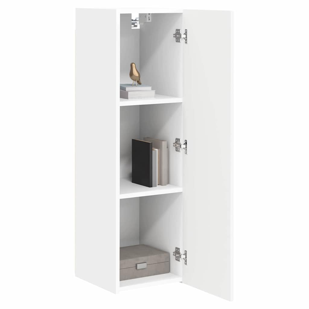 TV vægskab 2 pcs Hvid 30 x 31 x 100 cm Konstrueret træ