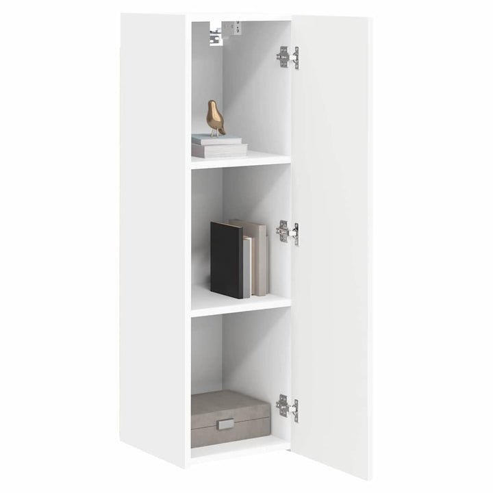 TV vægskab 2 pcs Hvid 30 x 31 x 100 cm Konstrueret træ
