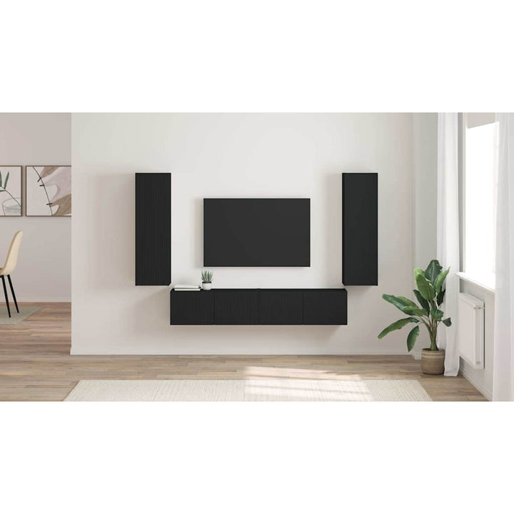 TV vægskab 2 pcs Sort 30 x 31 x 100 cm Konstrueret træ
