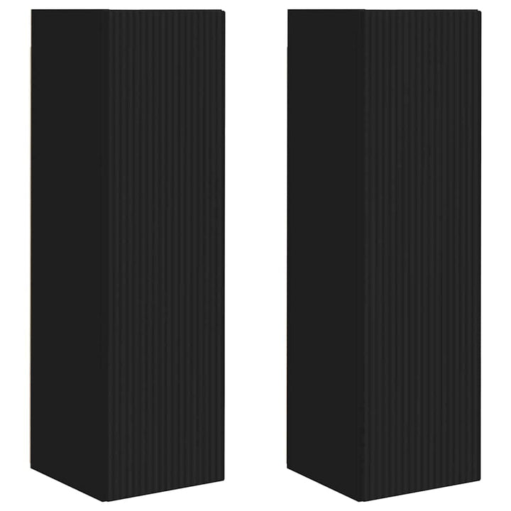 TV vægskab 2 pcs Sort 30 x 31 x 100 cm Konstrueret træ