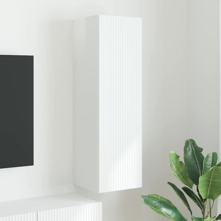 TV vægskab Gloss Hvid 30 x 31 x 100 cm Konstrueret træ