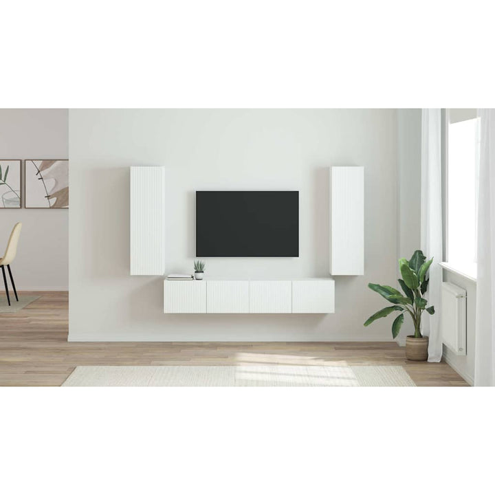 TV vægskab 2 pcs Gloss Hvid 30 x 31 x 100 cm Konstrueret træ