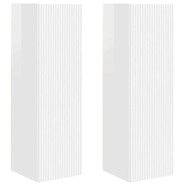 TV vægskab 2 pcs Gloss Hvid 30 x 31 x 100 cm Konstrueret træ