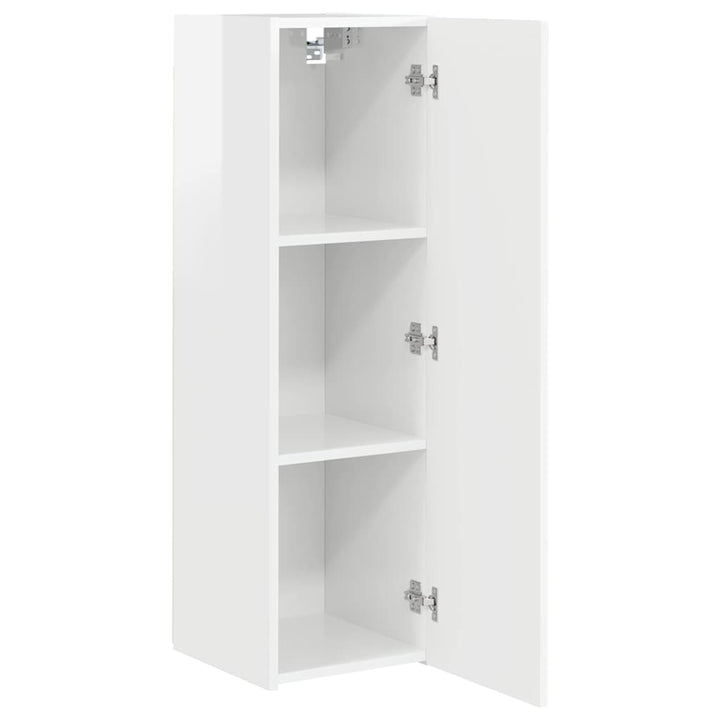 TV vægskab 2 pcs Gloss Hvid 30 x 31 x 100 cm Konstrueret træ
