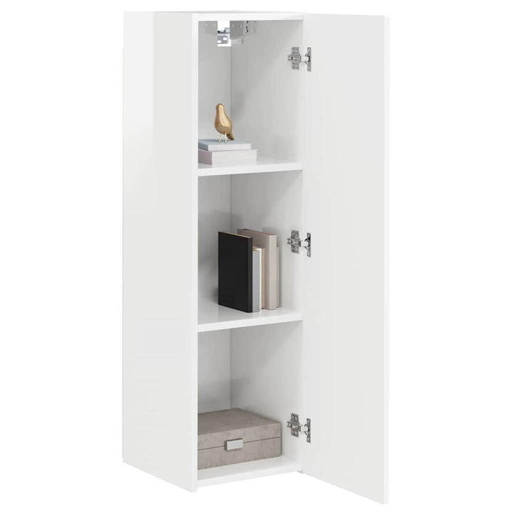 TV vægskab 2 pcs Gloss Hvid 30 x 31 x 100 cm Konstrueret træ