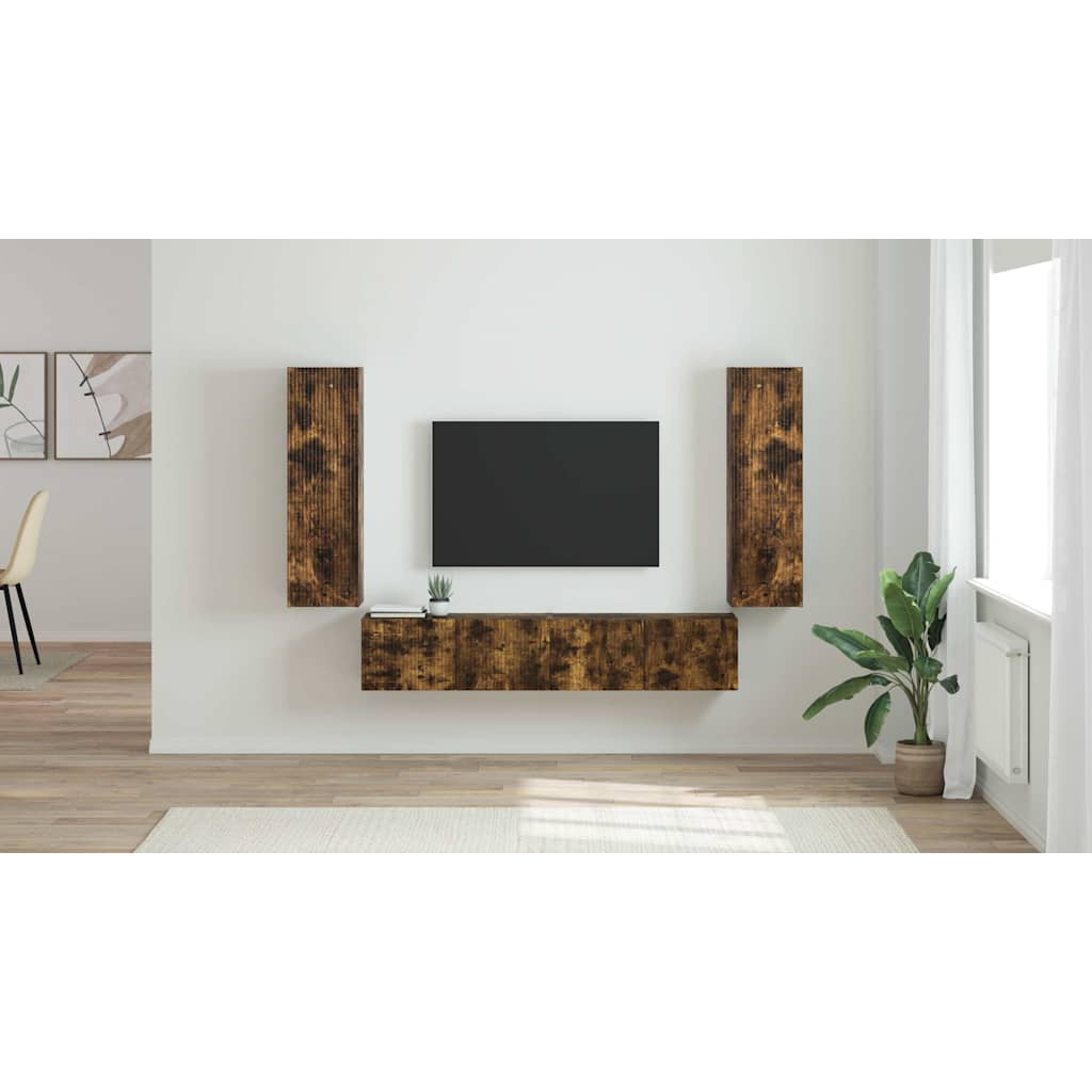 TV vægskab 2 pcs Røget eg 30 x 31 x 100 cm Konstrueret træ