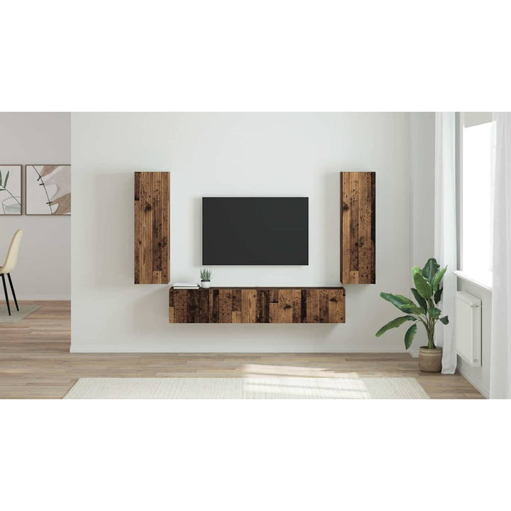 TV vægskab 2 pcs Gammelt træ 30 x 31 x 100 cm Konstrueret træ