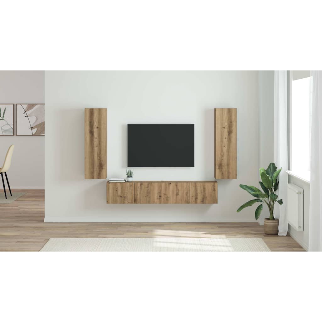 TV vægskab 2 pcs Artisan eg 30 x 31 x 100 cm Konstrueret træ