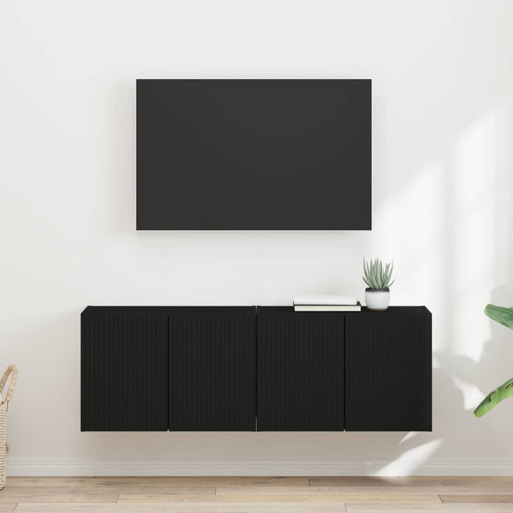TV vægskab 2 pcs Sort 59,5 x 31 x 40 cm Konstrueret træ
