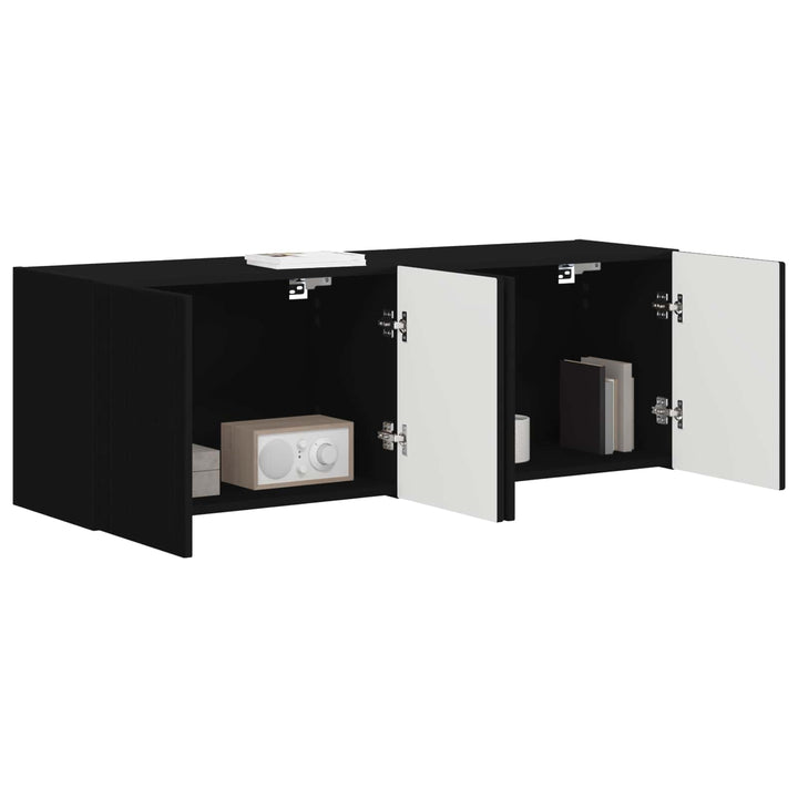 TV vægskab 2 pcs Sort 59,5 x 31 x 40 cm Konstrueret træ