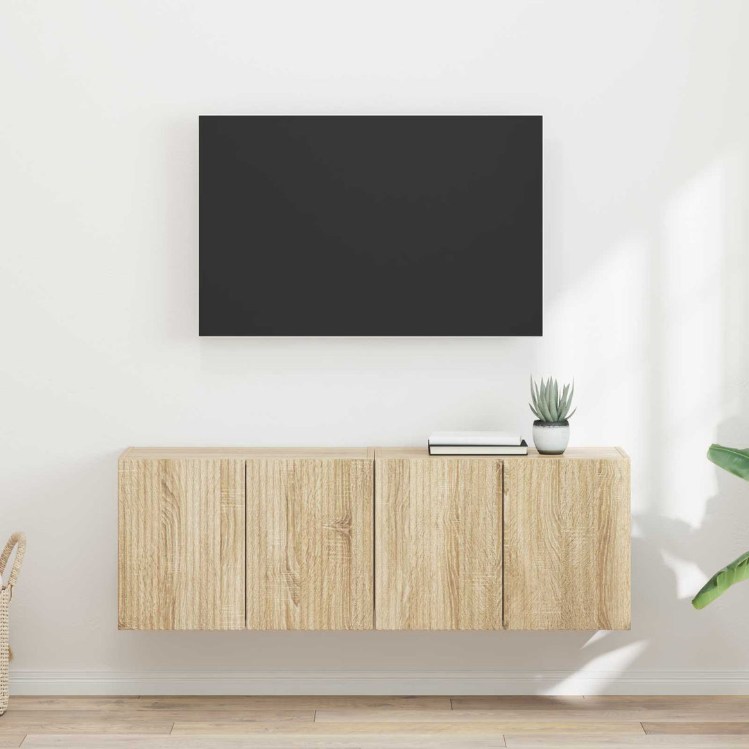 TV vægskab 2 pcs Sonoma eg 59,5 x 31 x 40 cm Konstrueret træ