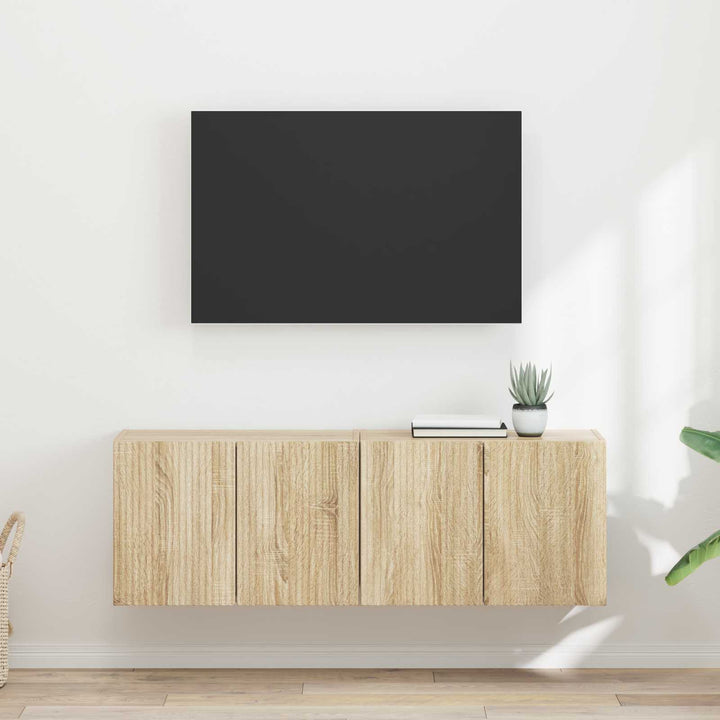 TV vægskab 2 pcs Sonoma eg 59,5 x 31 x 40 cm Konstrueret træ