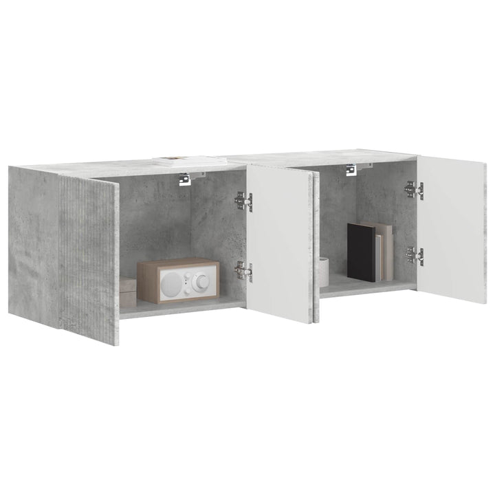 TV vægskab 2 pcs Beton Grå 59,5 x 31 x 40 cm Konstrueret træ