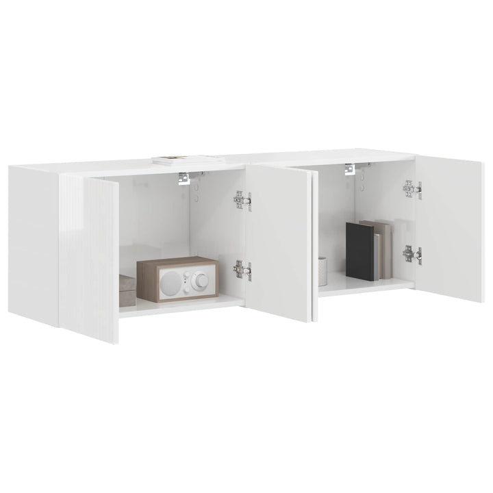 TV vægskab Vægmonteret 2 pcs Høj gloss hvid 59,5 x 31 x 40 cm