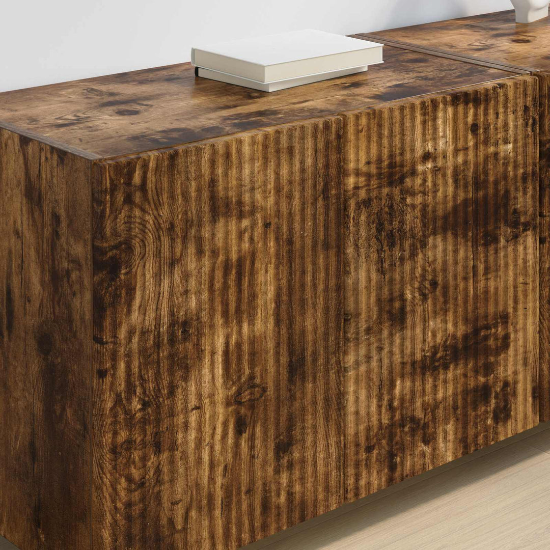 TV vægskab 2 pcs Røget eg 59,5 x 31 x 40 cm Konstrueret træ