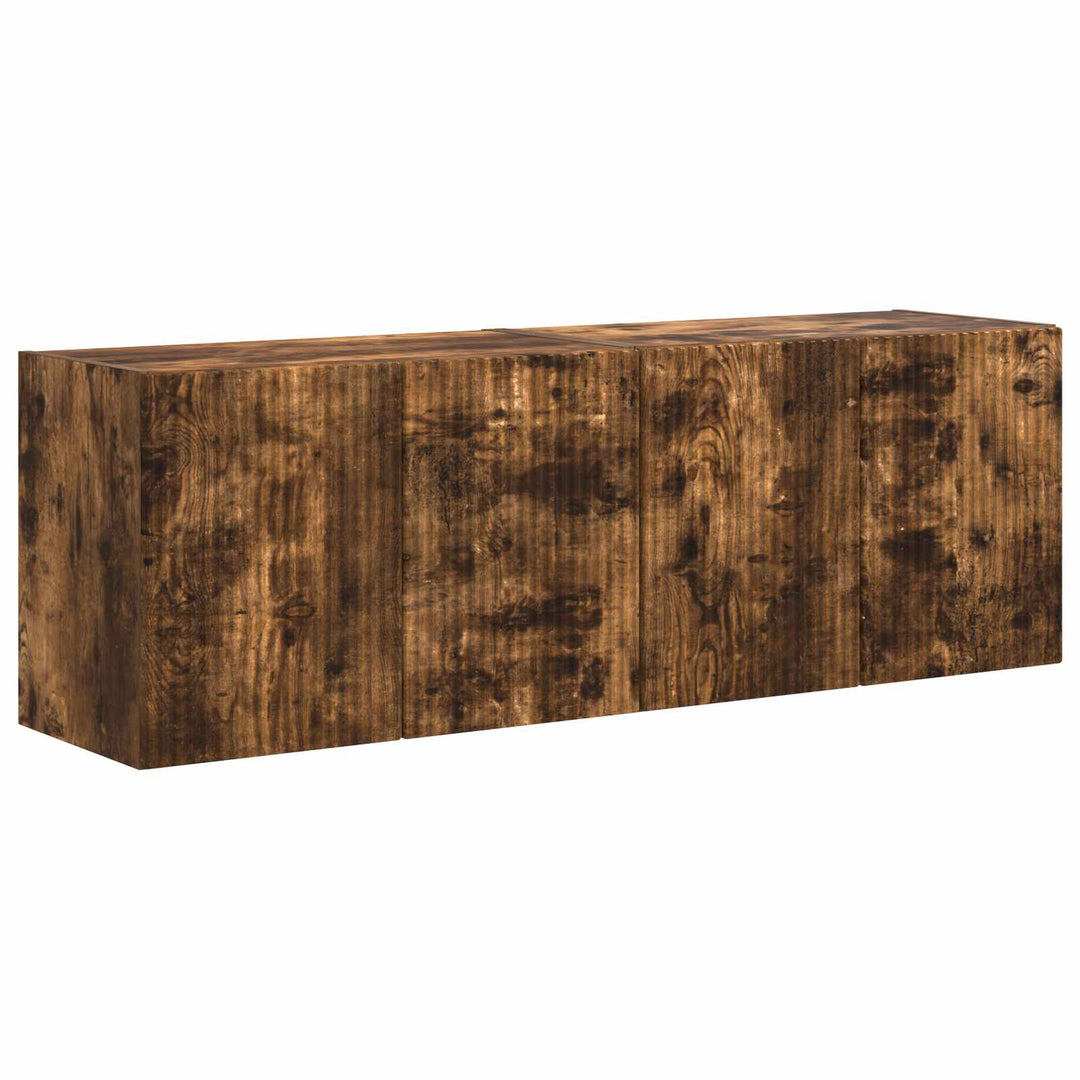 TV vægskab 2 pcs Røget eg 59,5 x 31 x 40 cm Konstrueret træ