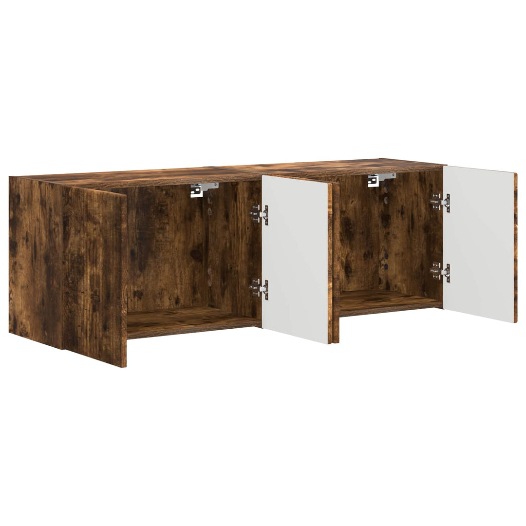 TV vægskab 2 pcs Røget eg 59,5 x 31 x 40 cm Konstrueret træ