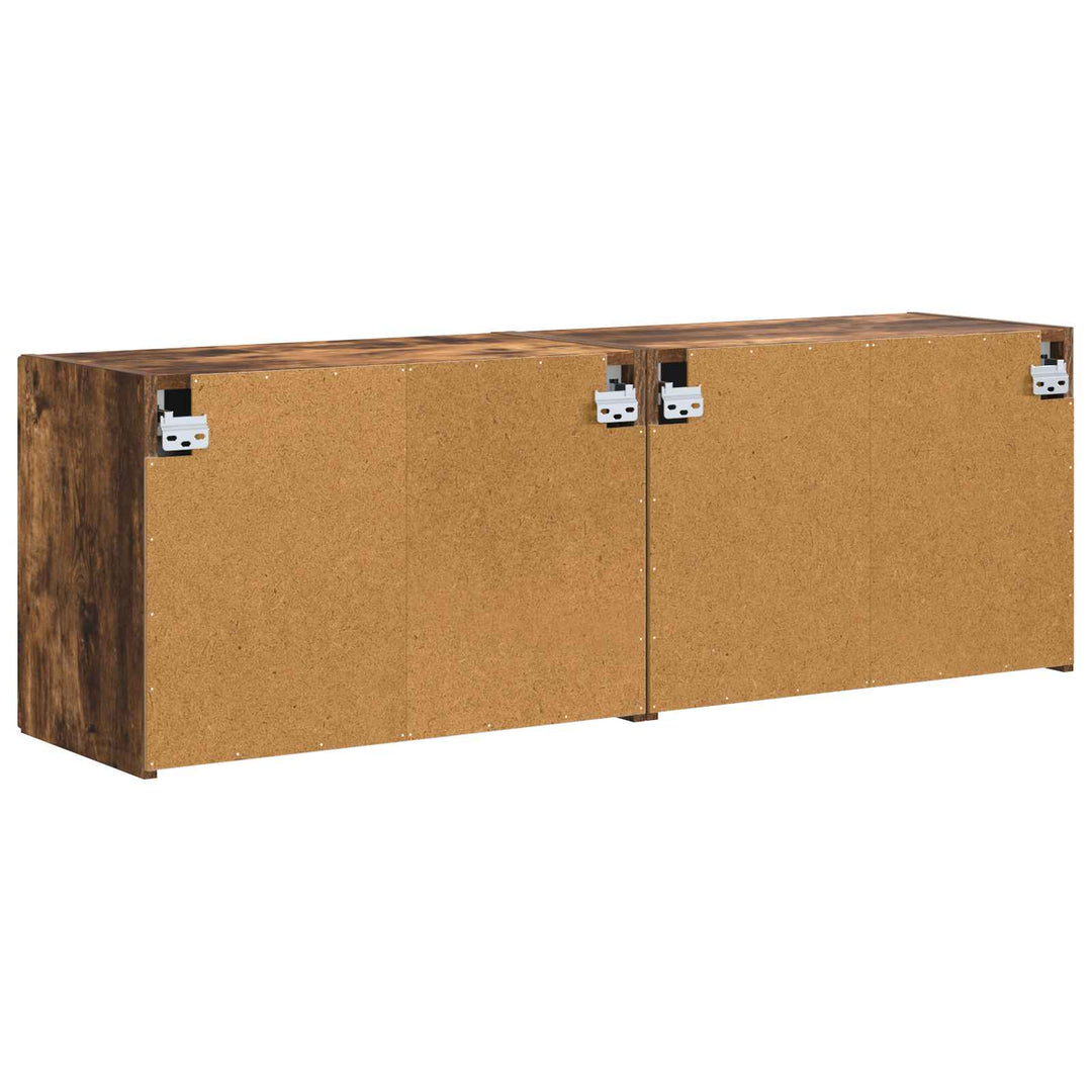 TV vægskab 2 pcs Røget eg 59,5 x 31 x 40 cm Konstrueret træ