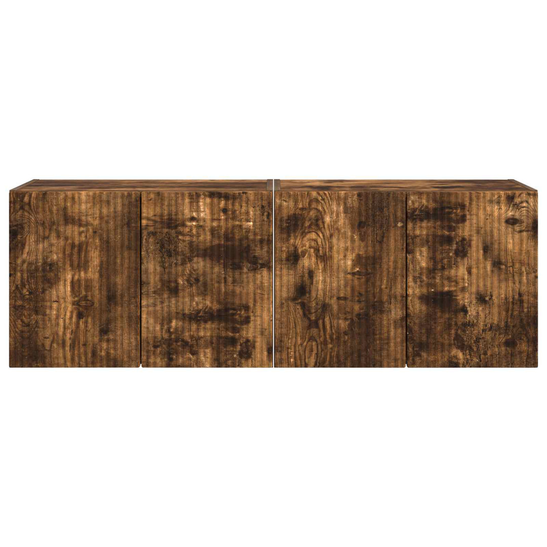 TV vægskab 2 pcs Røget eg 59,5 x 31 x 40 cm Konstrueret træ