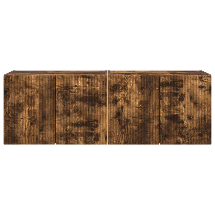 TV vægskab 2 pcs Røget eg 59,5 x 31 x 40 cm Konstrueret træ