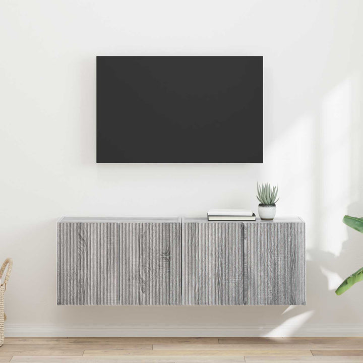 TV vægskab 2 pcs Grå Sonoma 59,5 x 31 x 40 cm Konstrueret træ