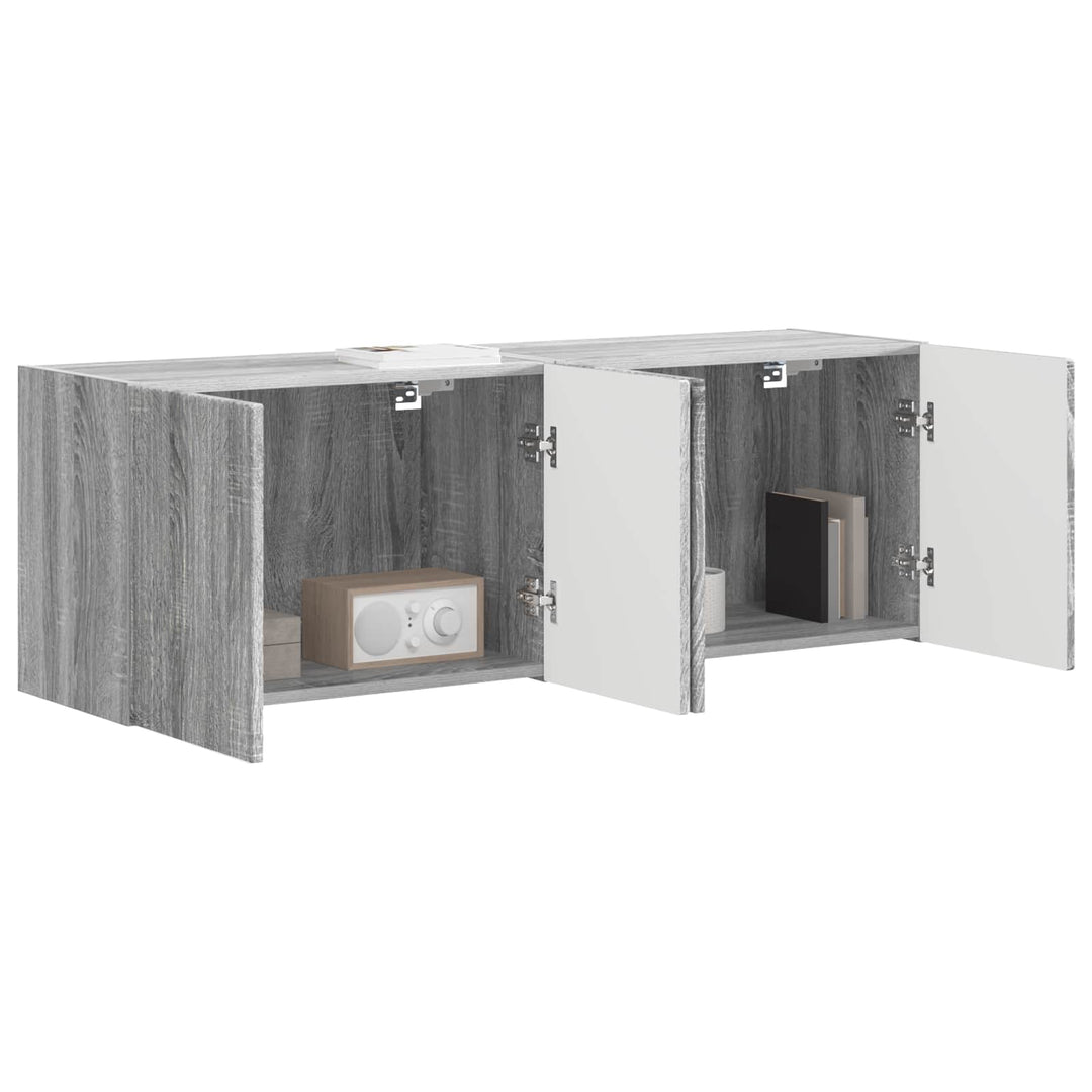 TV vægskab 2 pcs Grå Sonoma 59,5 x 31 x 40 cm Konstrueret træ