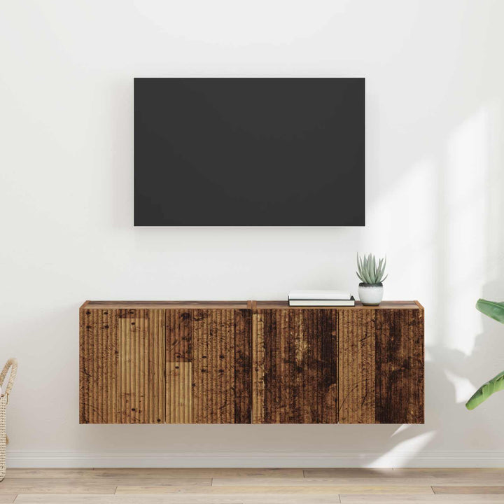 TV vægskab 2 pcs Gammelt træ 59,5 x 31 x 40 cm Konstrueret træ