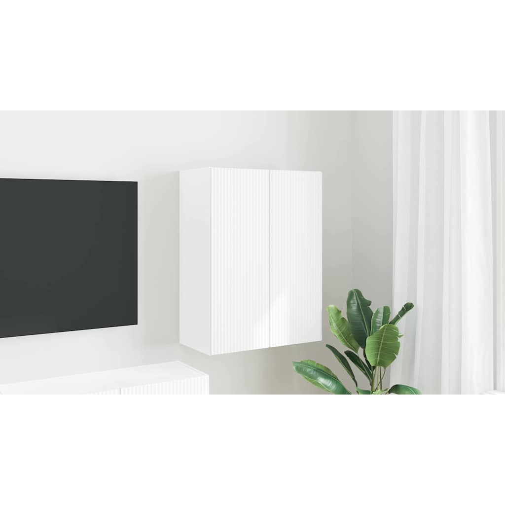 TV vægskab Vægmonteret Hvid 59,5 x 31 x 80 cm Konstrueret træ