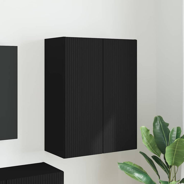 TV vægskab Vægmonteret Sort 59,5 x 31 x 80 cm Konstrueret træ