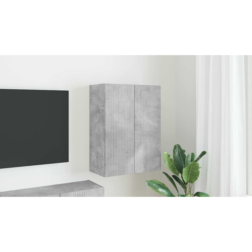 TV vægskab Beton Grå 59,5 x 31 x 80 cm Konstrueret træ