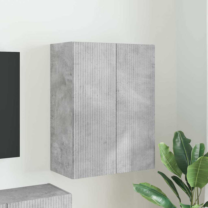 TV vægskab Beton Grå 59,5 x 31 x 80 cm Konstrueret træ