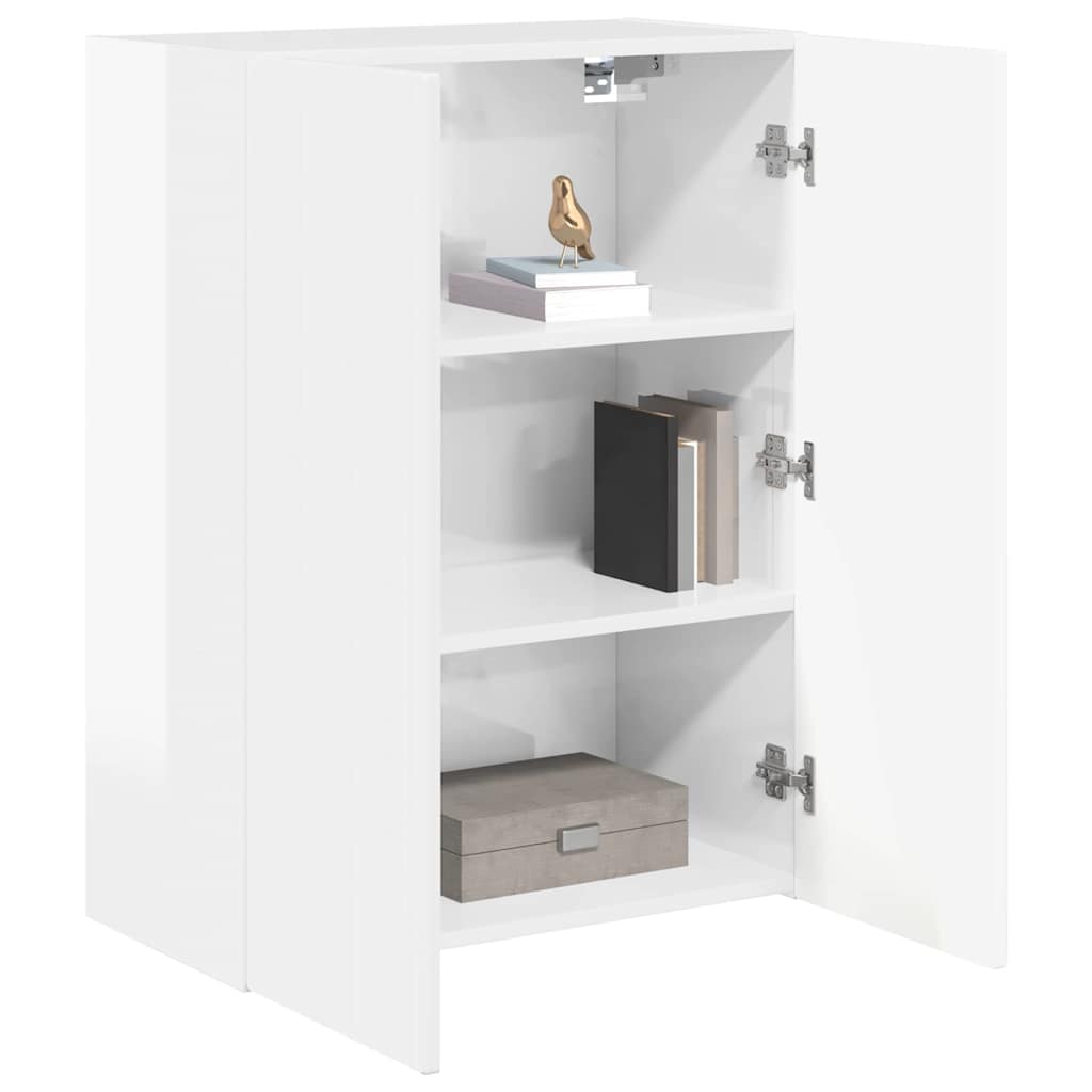 TV vægskab Høj gloss hvid 59,5 x 31 x 80 cm Konstrueret træ