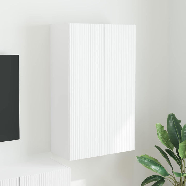 TV vægskab Vægmonteret Hvid 59,5 x 31 x 100 cm Konstrueret træ