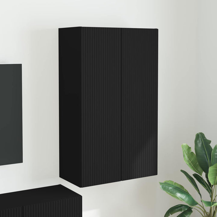 TV vægskab Vægmonteret Sort 59,5 x 31 x 100 cm Konstrueret træ
