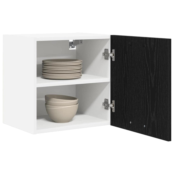 Hængeskab 2 pcs Sort Eg og Hvid 40 x 31 x 40 cm Konstrueret træ