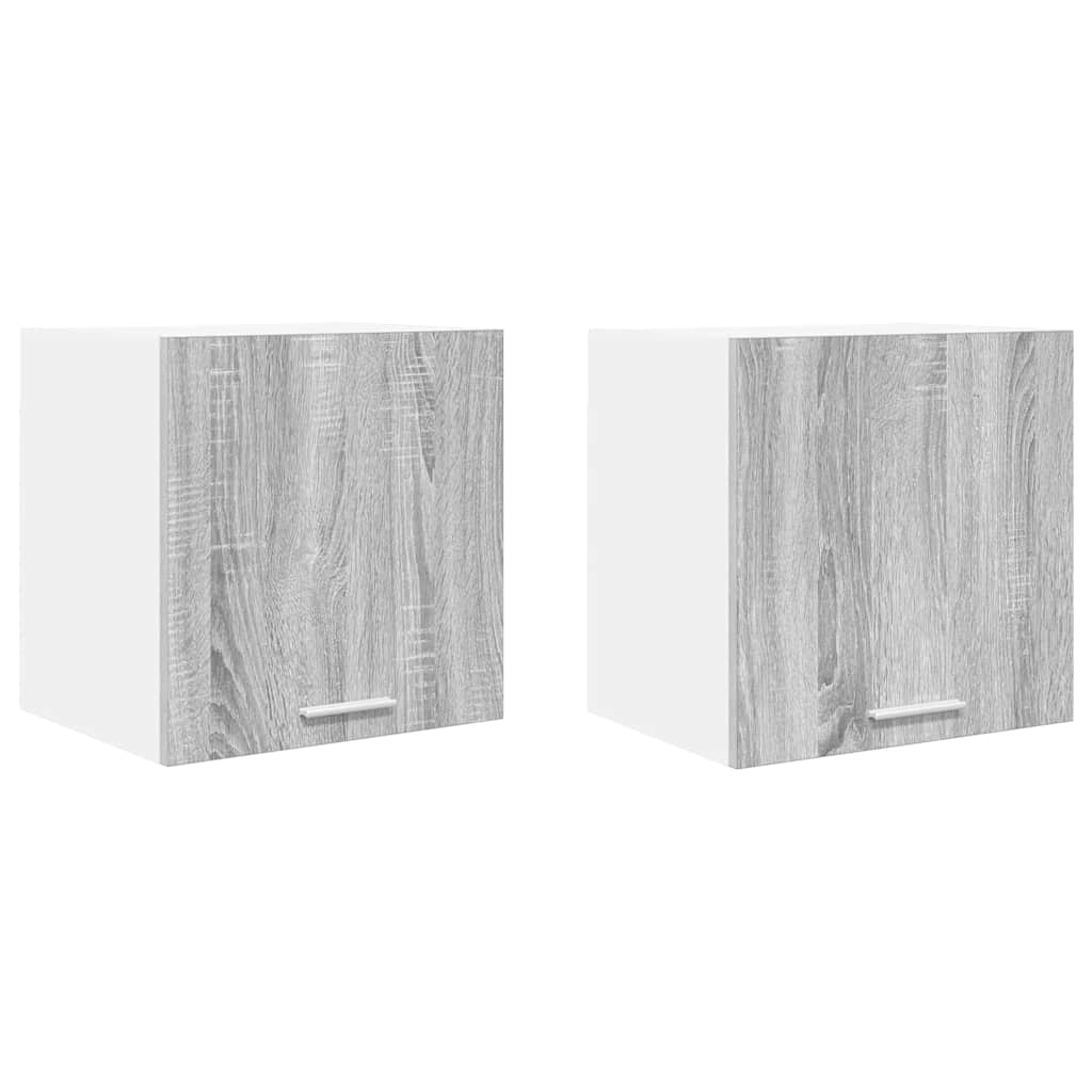 Hængeskab med dør 2 pcs Grå Sonoma og Hvid 40 x 31 x 40 cm