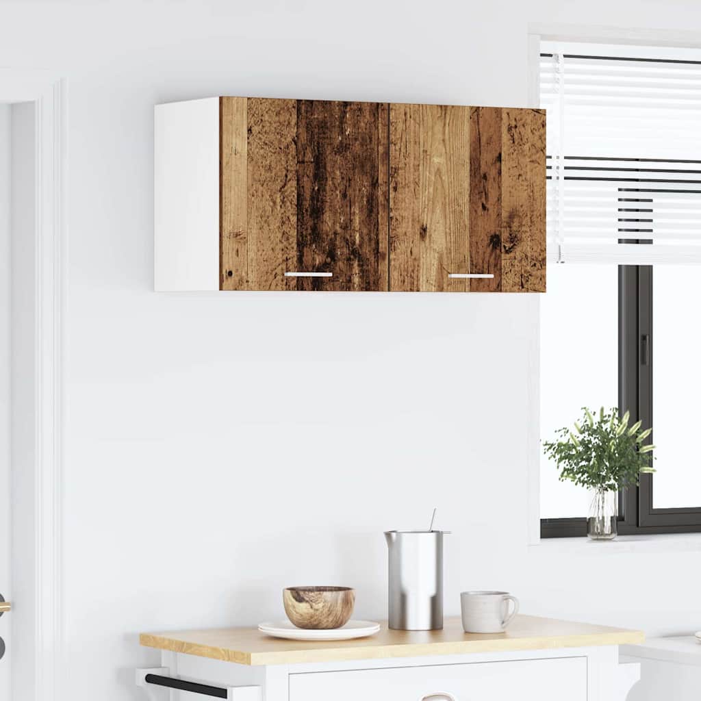 Hængeskab med dør 2 pcs Gammelt træ og Hvid 40 x 31 x 40 cm