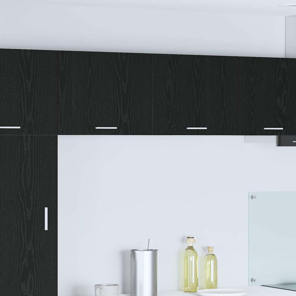 Hængeskab 2 pcs Sort Eg og Hvid 50 x 31 x 40 cm Konstrueret træ