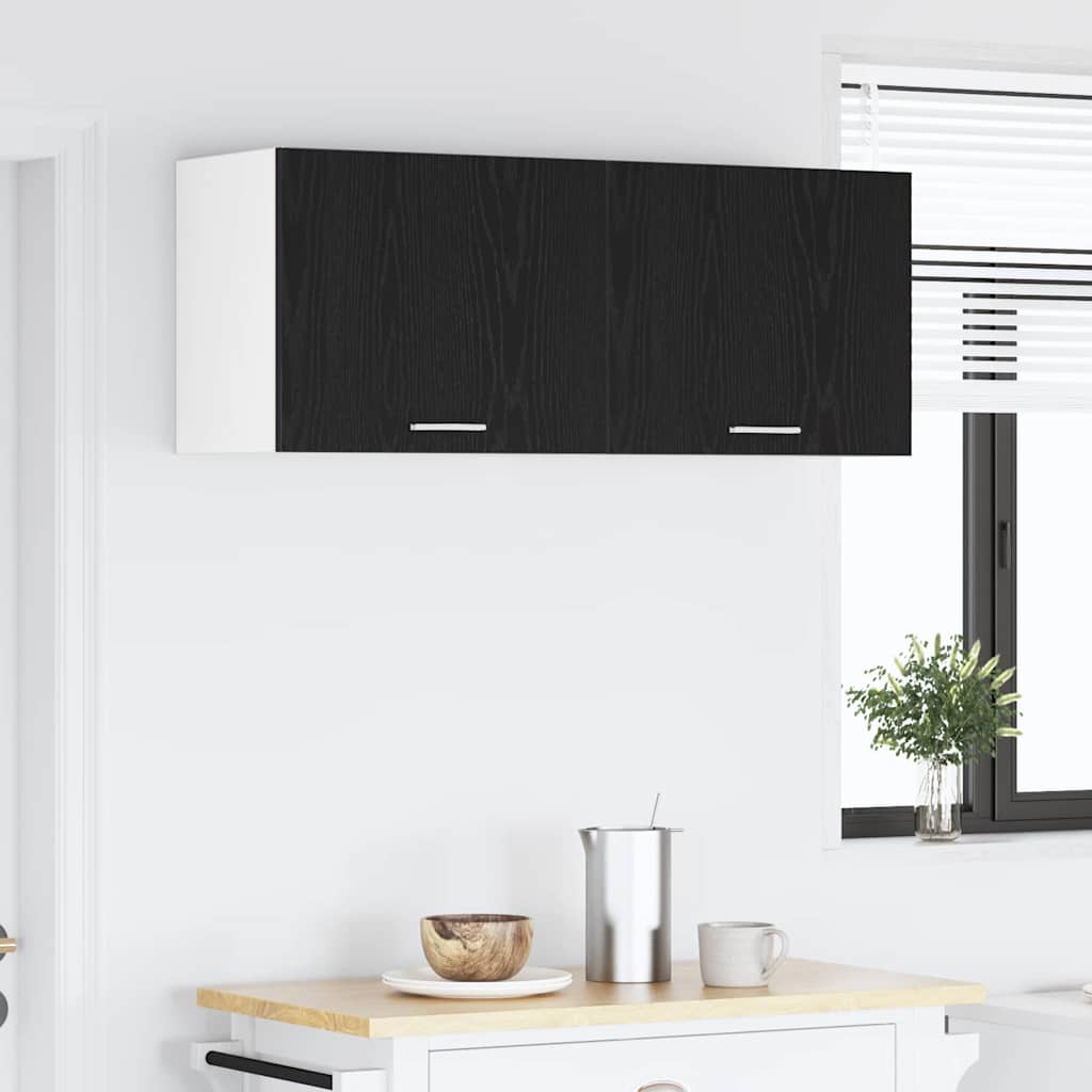 Hængeskab 2 pcs Sort Eg og Hvid 50 x 31 x 40 cm Konstrueret træ