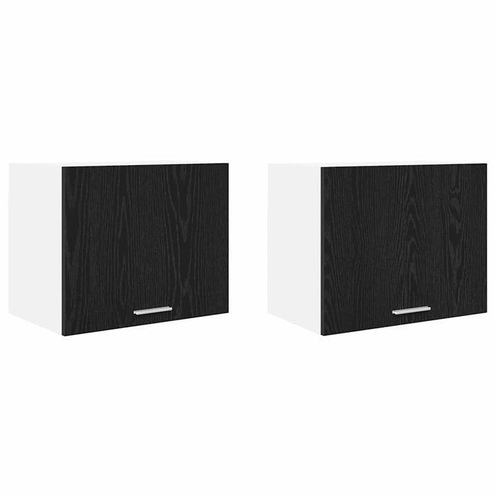 Hængeskab 2 pcs Sort Eg og Hvid 50 x 31 x 40 cm Konstrueret træ