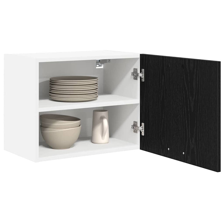 Hængeskab 2 pcs Sort Eg og Hvid 50 x 31 x 40 cm Konstrueret træ