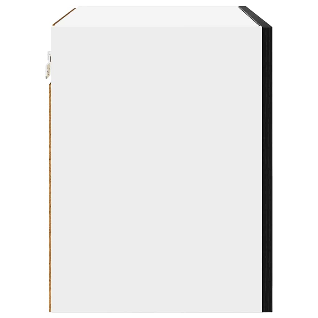 Hængeskab 2 pcs Sort Eg og Hvid 50 x 31 x 40 cm Konstrueret træ