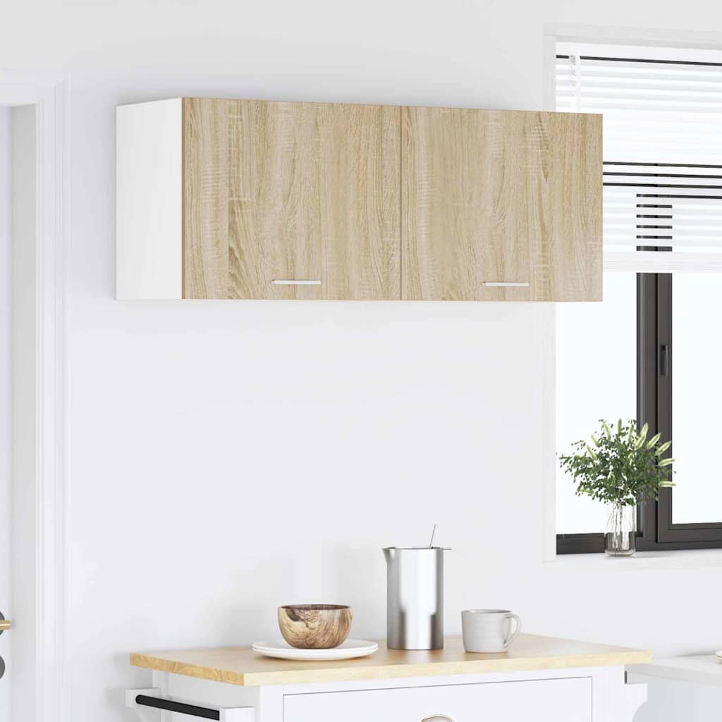 Hængeskab med dør 2 pcs Sonoma Eg og Hvid 50 x 31 x 40 cm