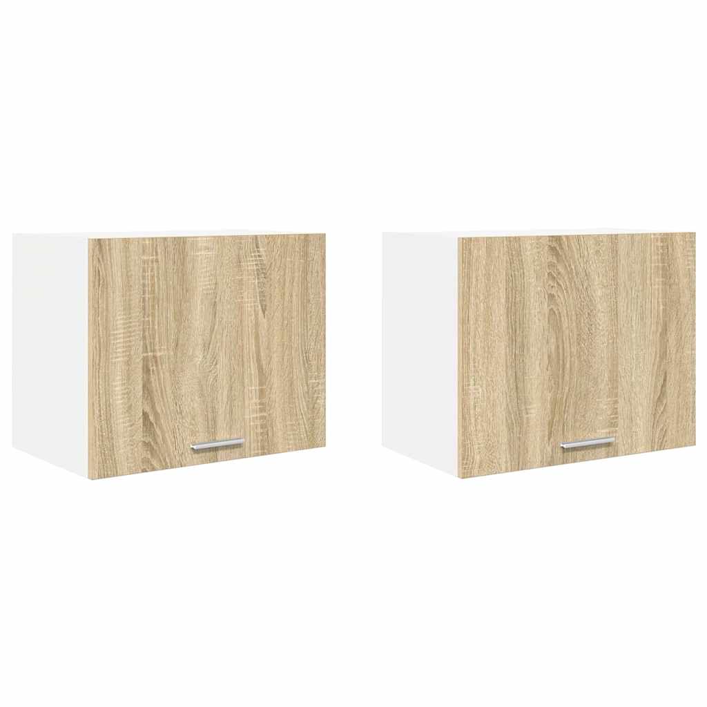 Hængeskab med dør 2 pcs Sonoma Eg og Hvid 50 x 31 x 40 cm