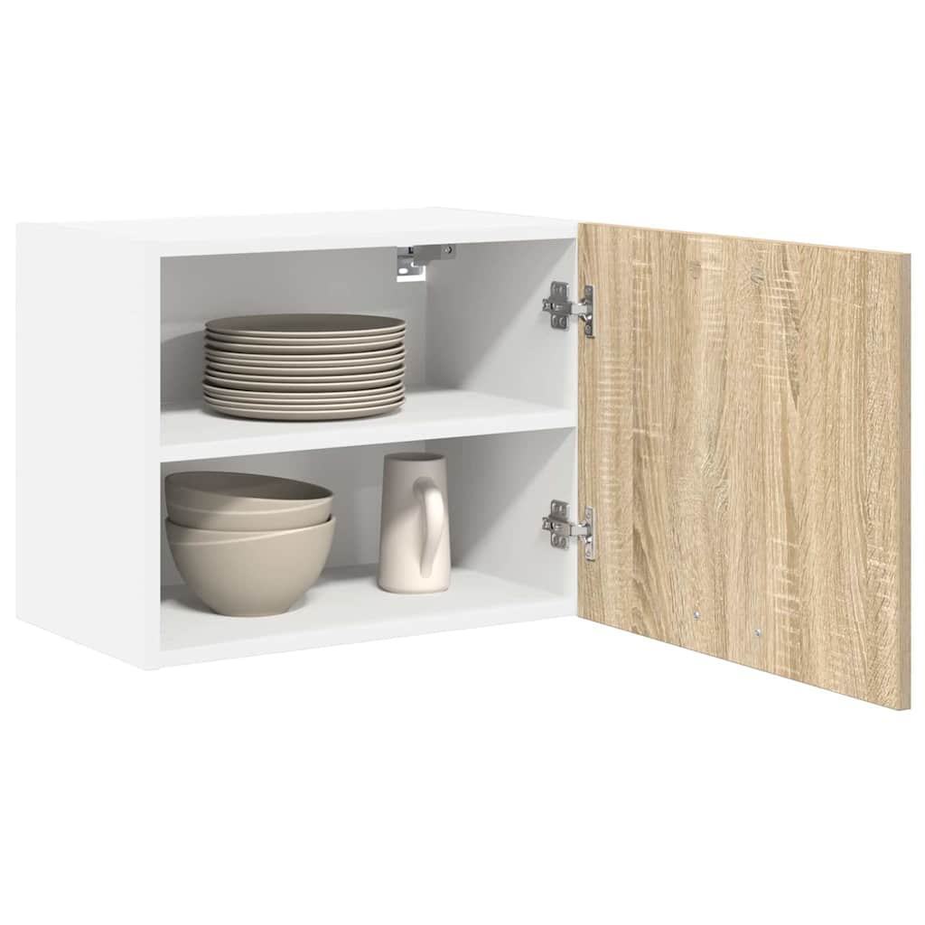 Hængeskab med dør 2 pcs Sonoma Eg og Hvid 50 x 31 x 40 cm