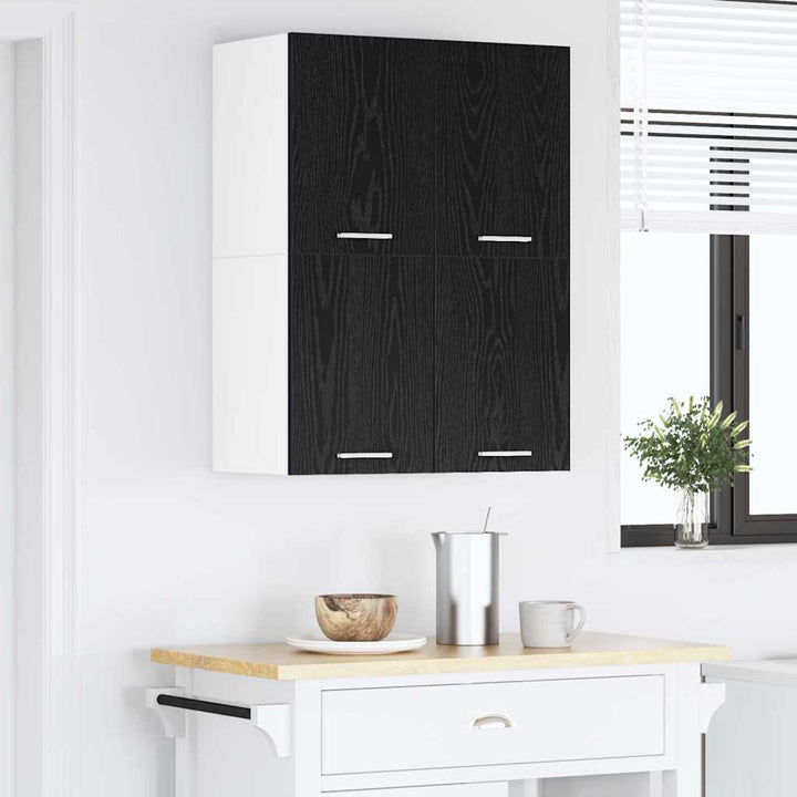 Hængeskab 2 pcs Sort Eg og Hvid 60 x 31 x 40 cm Konstrueret træ