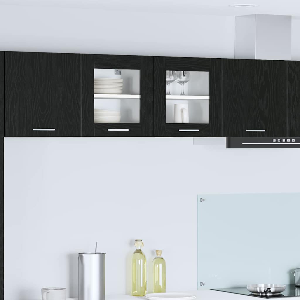 Hængeskab med dør 2 pcs Sort eg 40 x 31 x 40 cm Konstrueret træ